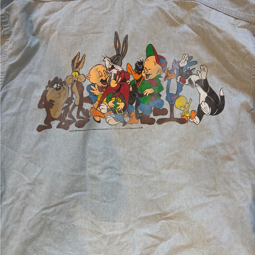 1991 loony tunes vintage graphic button up denim shirt - Picture 10 of 10